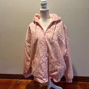 A$$holes Live Forever Embroidered Leopard Print Pink Hoodie Jacket Size XXL